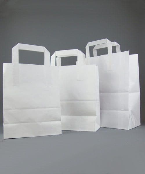 250 x Large White Tape Handle Paper Carrier Bags